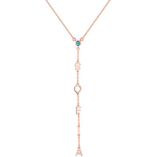 Vertical Name with Birthstone Y-Necklace