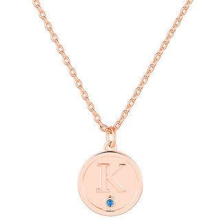 Petite Embossed Initial with Birthstone Disc Necklace