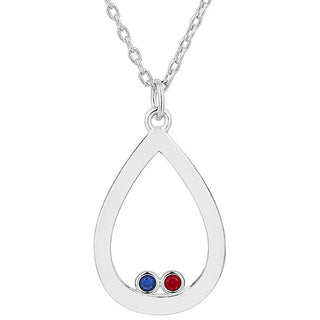 Enamel Open Teardrop with Birthstones Necklace - 1 to 5 stones