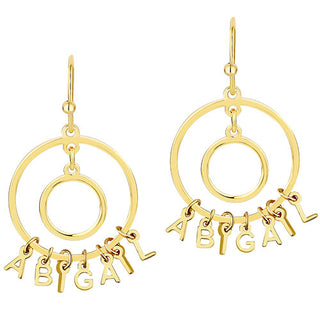 Double Circle Dainty Name Drop Earrings