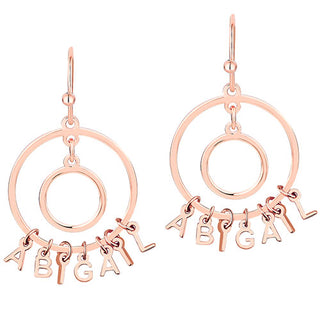 Double Circle Dainty Name Drop Earrings