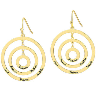 Engraved Concentric Circles Drop Earrings