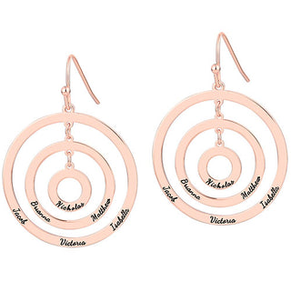 Engraved Concentric Circles Drop Earrings