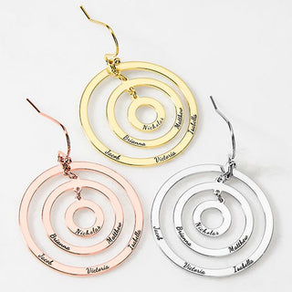 Engraved Concentric Circles Drop Earrings