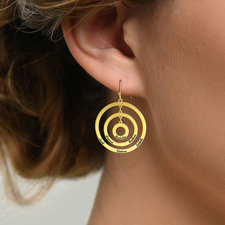 Engraved Concentric Circles Drop Earrings