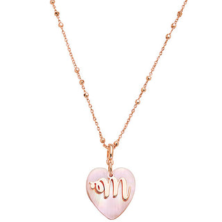 Script Initial Pink Shell Heart Pendant Necklace