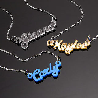 Retro Script Acrylic Name Plaque Necklace