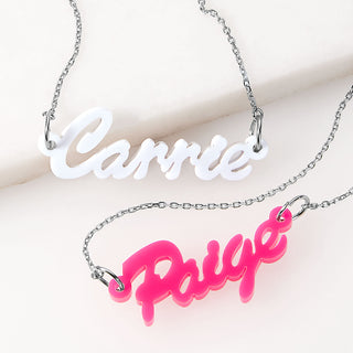 Hollywood Script Acrylic Name Plaque Necklace