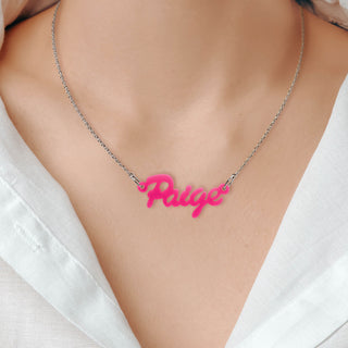 Hollywood Script Acrylic Name Plaque Necklace