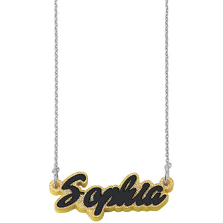 Bold Script Acrylic Name with Enamel Necklace