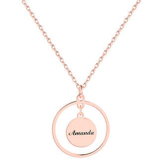 Sterling Silver Engraved Double Circle Pendant Necklace