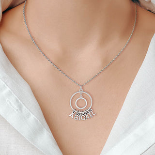 Sterling Silver Double Circle Danity Name Pendant Necklace