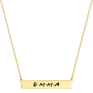 Sterling Silver Engraved Modern Name Bar Necklace