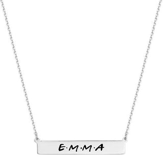 Sterling Silver Engraved Modern Name Bar Necklace