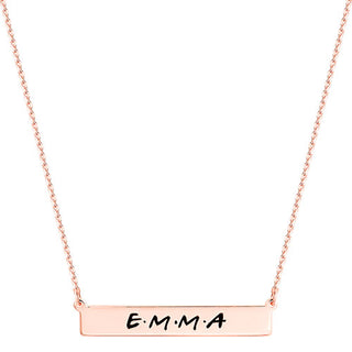 Sterling Silver Engraved Modern Name Bar Necklace