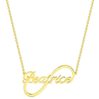 Sterling Silver Modern Script Name Infinity Plaque Necklace