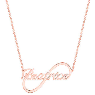 Sterling Silver Modern Script Name Infinity Plaque Necklace