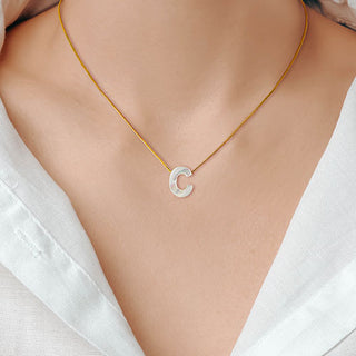 Mother of Pearl Initial Necklace - 18in