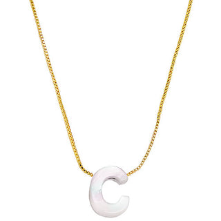 Mother of Pearl Initial Necklace - 18in