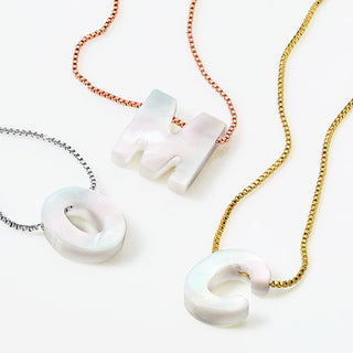 Mother of Pearl Initial Necklace - 18in