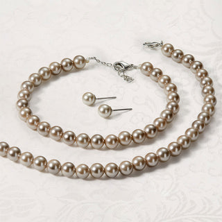 Classic Shell Pearl Earring, Necklace and Bracelet Wardrobe Set - Champagne