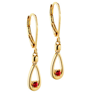 Open Teardrop Birthstone Leverback Earring