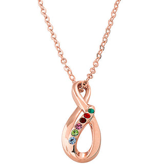 Sterling Silver Family Birthstone Swirl Infinity Necklace