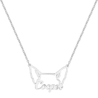 Sterling Silver Personalized Puppy Ears Necklace