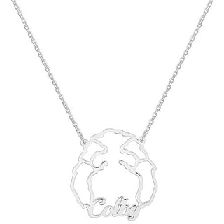 Sterling Silver Personalized Puppy Ears Necklace