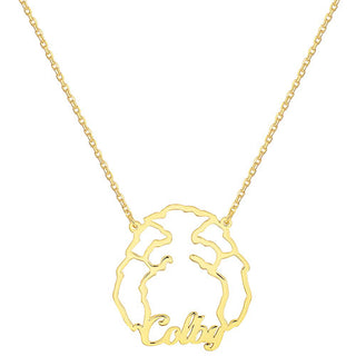 Gold over Sterling Personalized Puppy Ears Necklace
