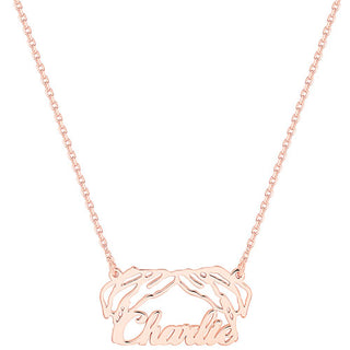 Rose Gold over Sterling Personalized Puppy Ears Necklace