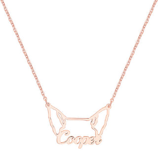 Rose Gold over Sterling Personalized Puppy Ears Necklace