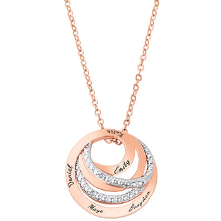 Entwined Engraved Circles with Diamond Accent Necklace