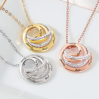 Entwined Engraved Circles with Diamond Accent Necklace