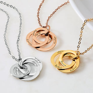 Personalized Rolling Trinity Rings Pendant Necklace