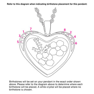 Family Birthstone and Dried Flower Heart Pendant Necklace