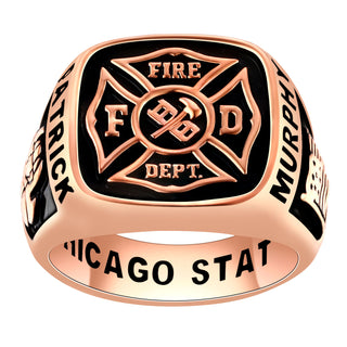 Men's Rose Gold over Sterling Fire Dept First Responder Ring