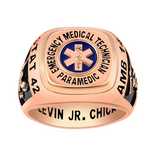 Men's Rose Gold over Sterling EMT First Responder Ring