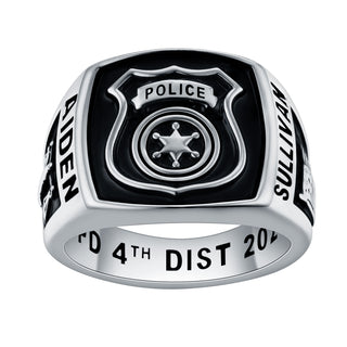 Men's Sterling Silver Police First Responder Ring