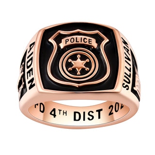 Men's Rose Gold over Sterling Police First Responder Ring