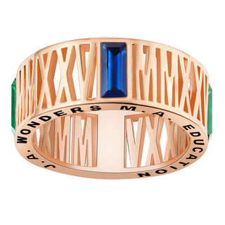 Men's Rose Gold Plated CELEBRIUM Roman Numeral Year & Birthstone Class Ring