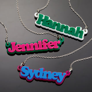 Double Color Acrylic Name Plaque Necklace