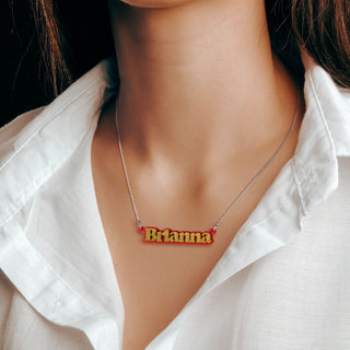 Double Color Acrylic Name Plaque Necklace