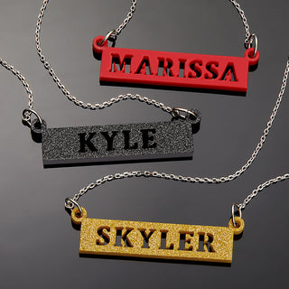 Personalzied Acrylic Bar Name Necklace