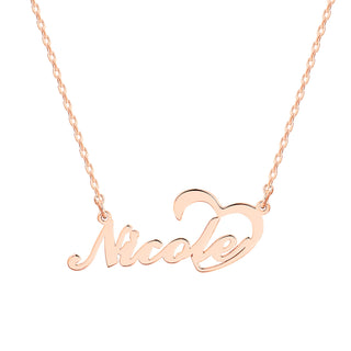 Sterling Silver Open Heart Script Name Plaque Necklace