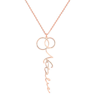 Sterling Silver Entwined Circles Vertical Name Necklace