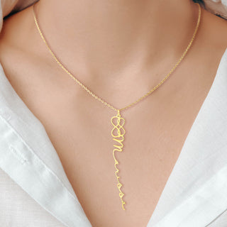 Sterling Silver Double Infinity Vertical Name Necklace