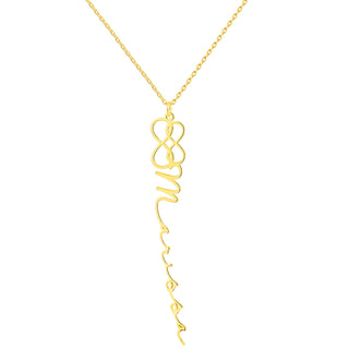 Sterling Silver Double Infinity Vertical Name Necklace