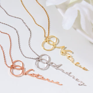 Sterling Silver Double Infinity Vertical Name Necklace