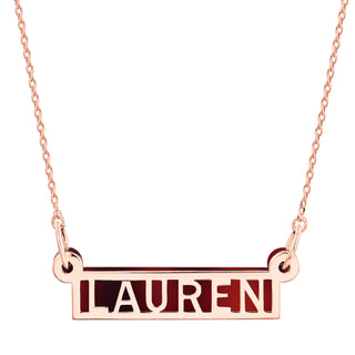 Silver Open Name Horiziontal Bar with Acrylic Necklace